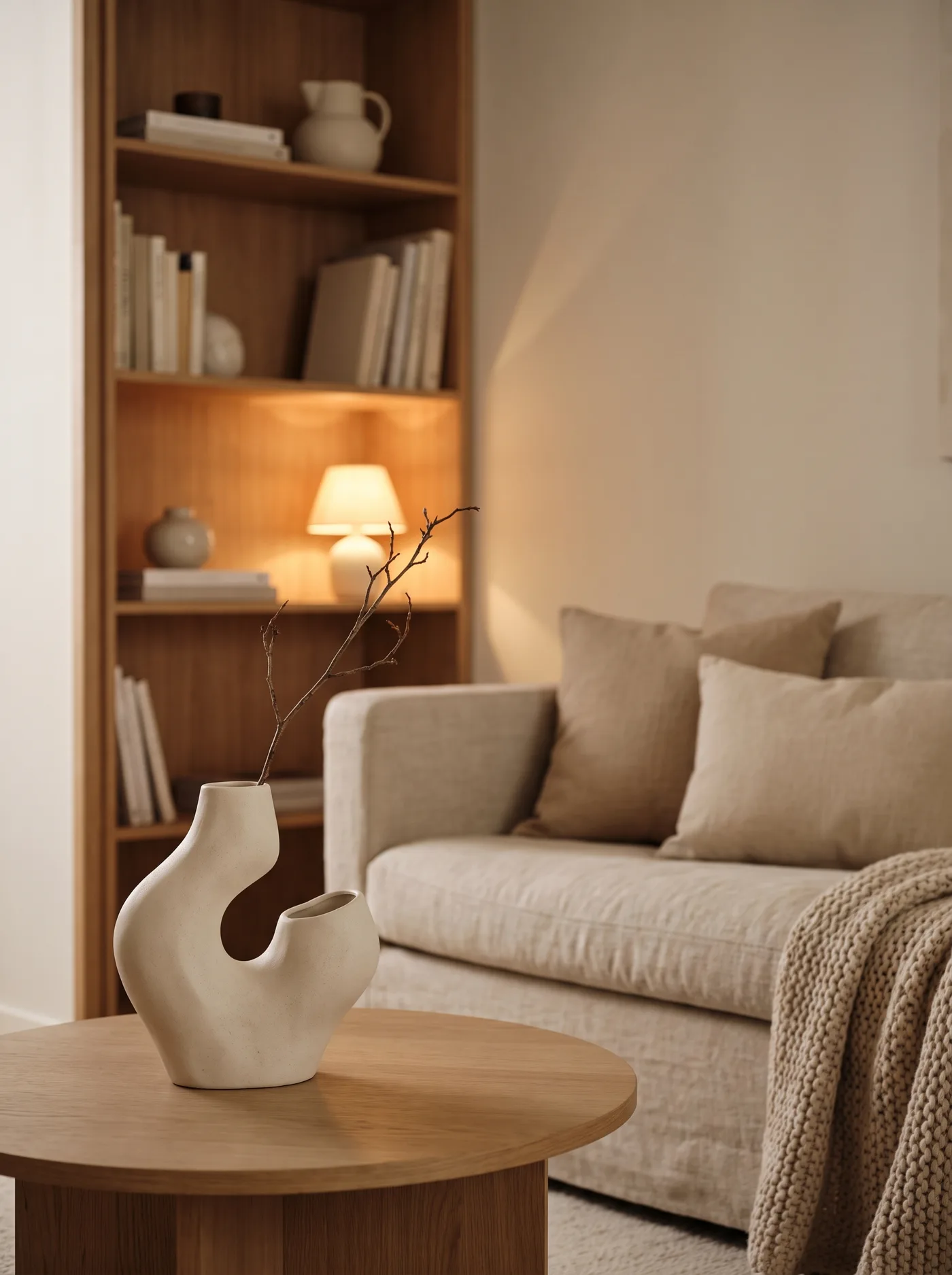 Vaso Viziare em um ambiente de estar minimalista